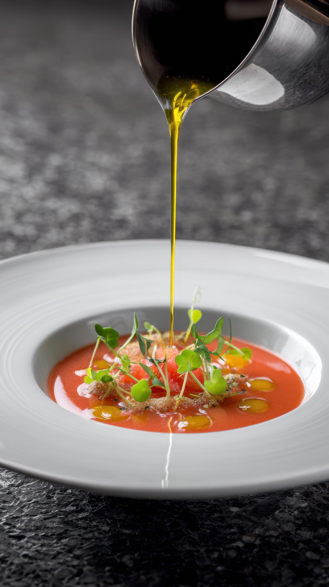 closeup sauce being poured